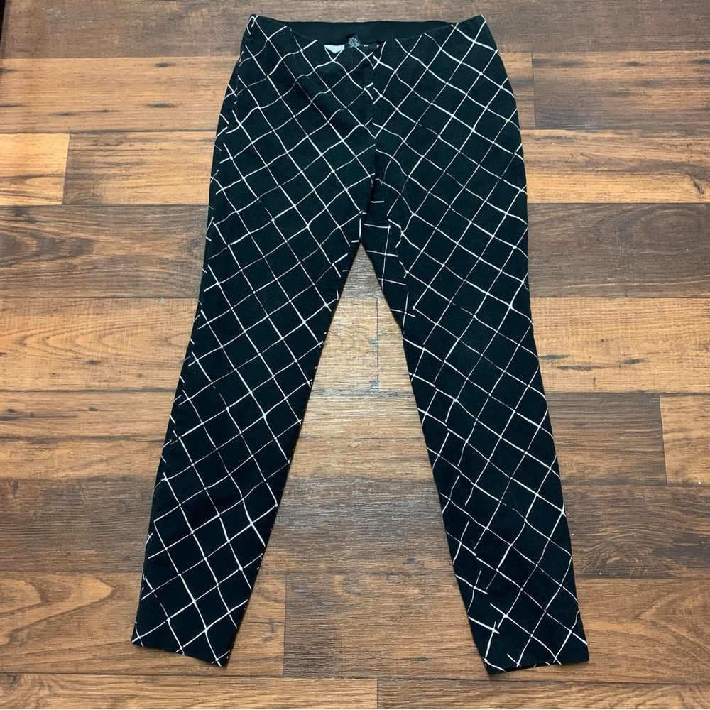 $75 Alfani Women's Black/white Bi-Stretch Hollywood Skinny Pants Size 4